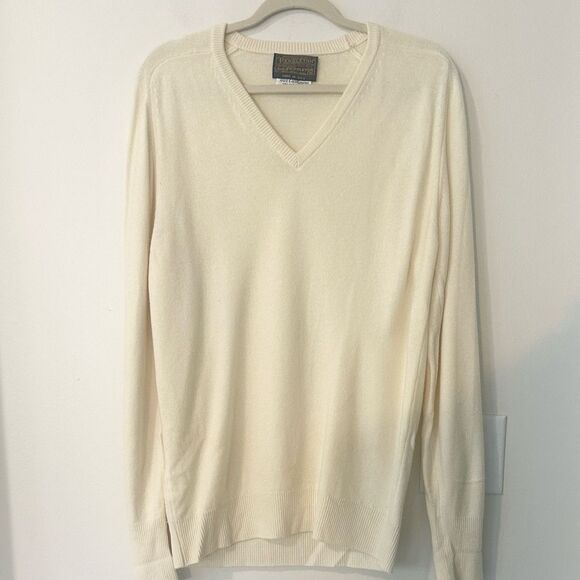 Pendleton Cream V-neck Cashmere Men’s Sweater M - Picture 1 of 5